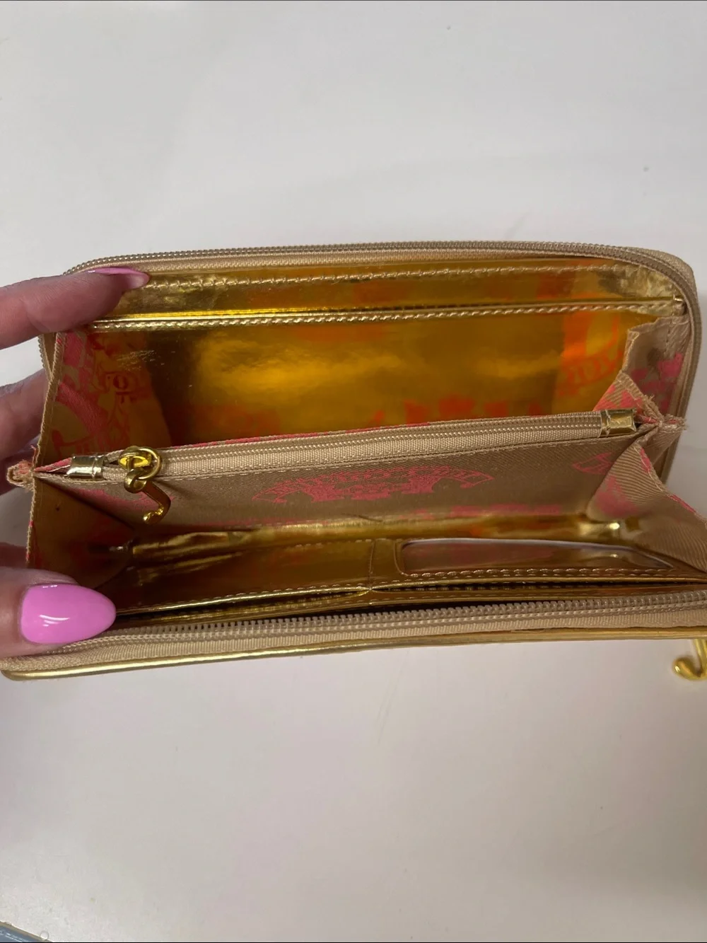Juicy Couture Pink & Gold 'Preppy Royalty' Zip-Around Wallet